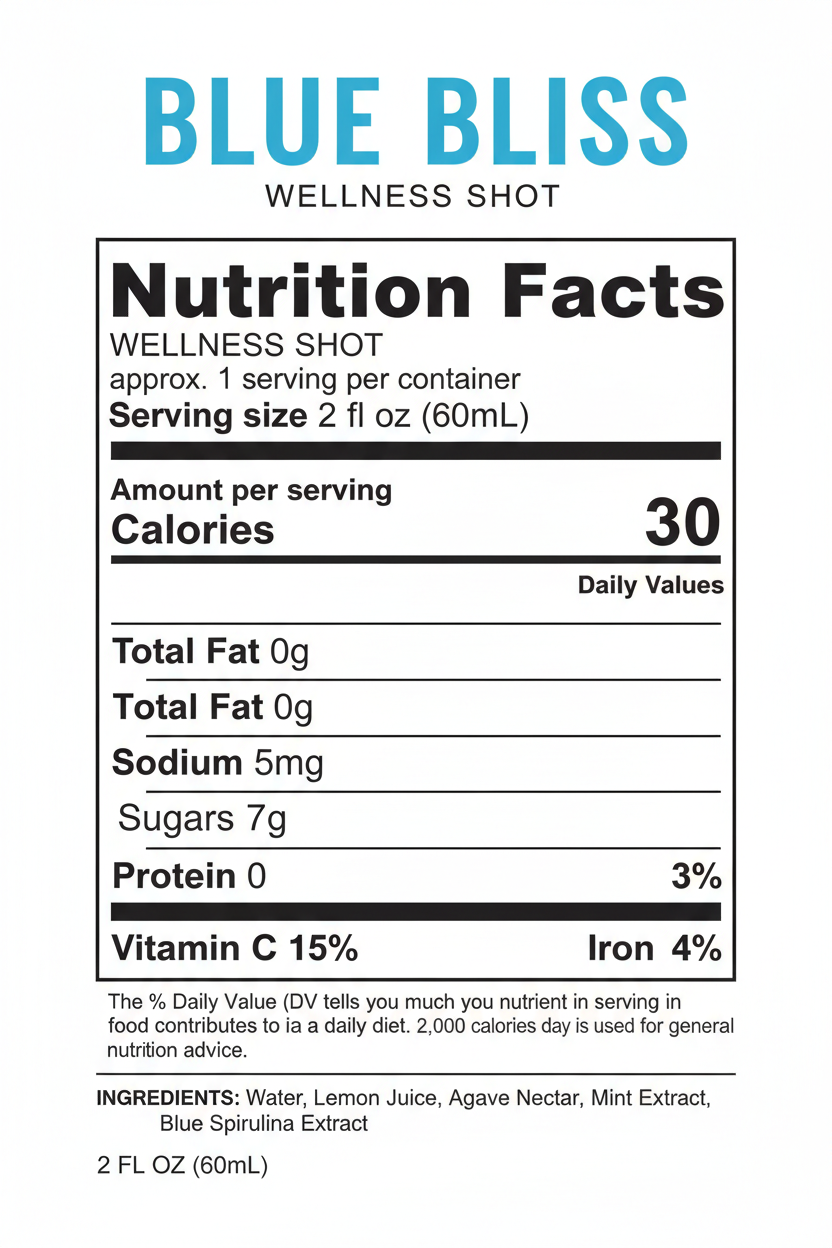 BLUE BLISS Nutrition Facts