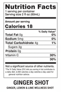 GINGER SHOT Nutrition Facts