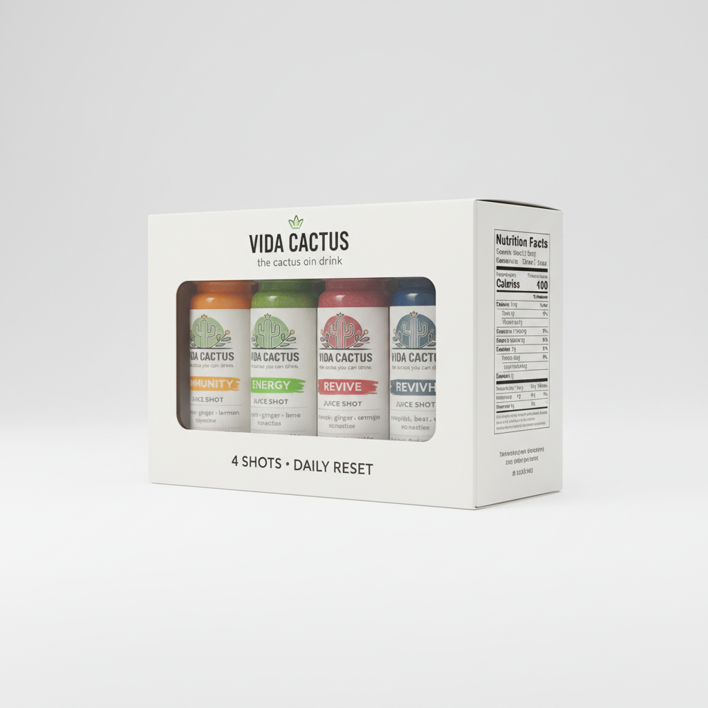 White 4-Pack Box with Visible Shots